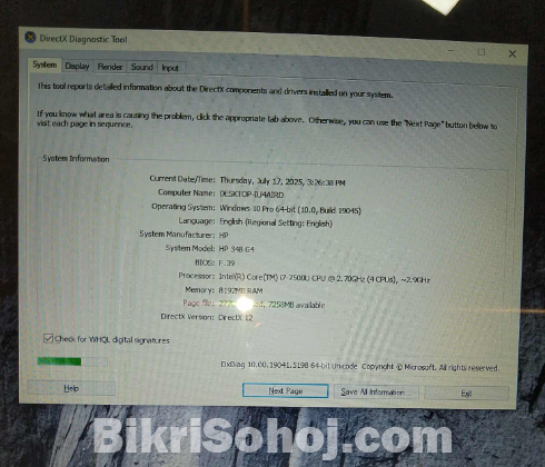 HP 348 G4 Core i7 7th Gen 8GB RAM 14.1